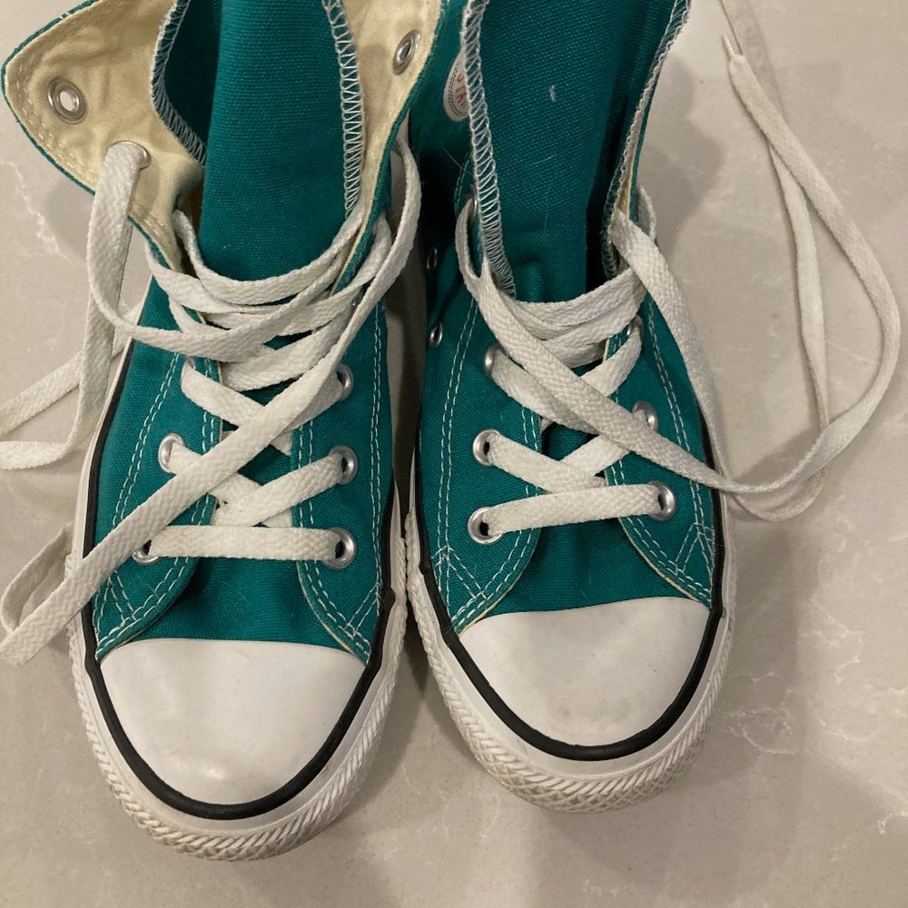 Teal Converse Hightops - Size 6 men's/8 women's